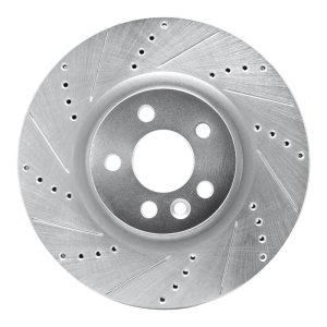 Jaguar E-Pace Brake Rotor (1) - Front Left - R1 Concepts - Drilled & Slotted - Silver - `15-`19